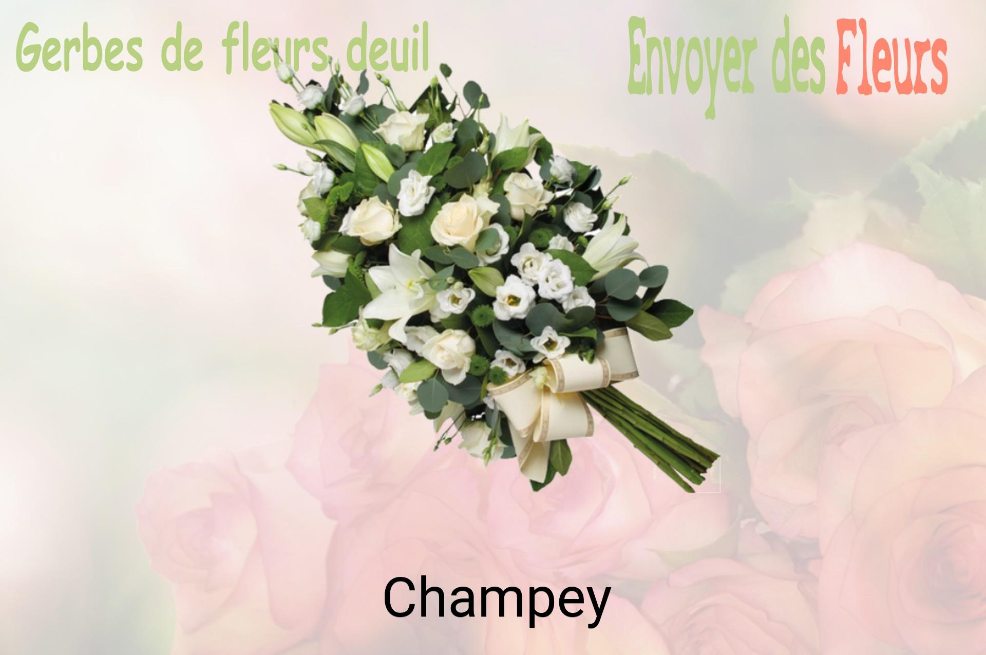 Gerbe de fleurs de deuil livrée à Champey
